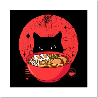 cat ramen Posters and Art